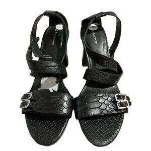 ROCKPORT Black Leather Ankle Strap Heels / NWT / SZ: 9.5 US